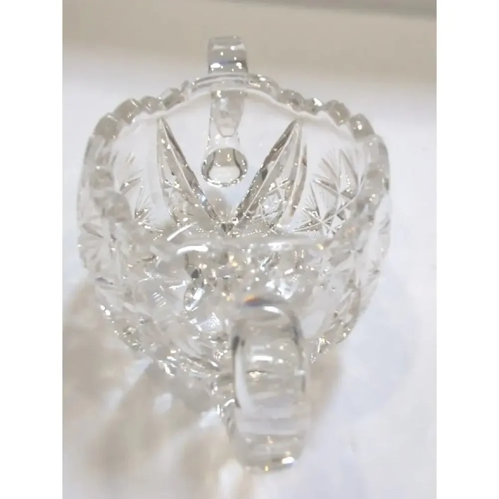 Antique APB Cut Crystal Sugar Bowl, Sawtooth Rim, Two Handles